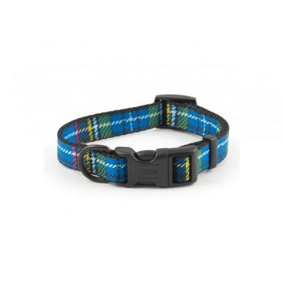 Ancol Fashion Nylon Adjustable Collar Tartan Blue 30-50cm